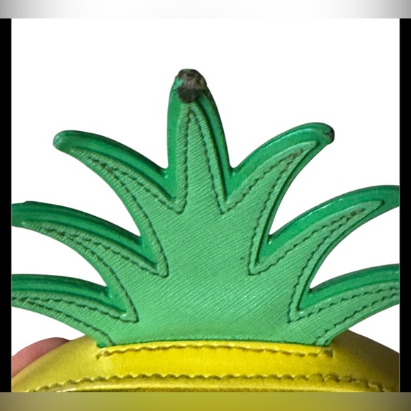 Kate Spade PINEAPPLE Leather Crossbody how Refreshing Yellow Purse Bag jeweled - Picture 4 of 10